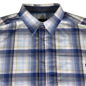 Marmot Mens Plaid‎ Short Sleeve Button Up Shirt Blue Size M